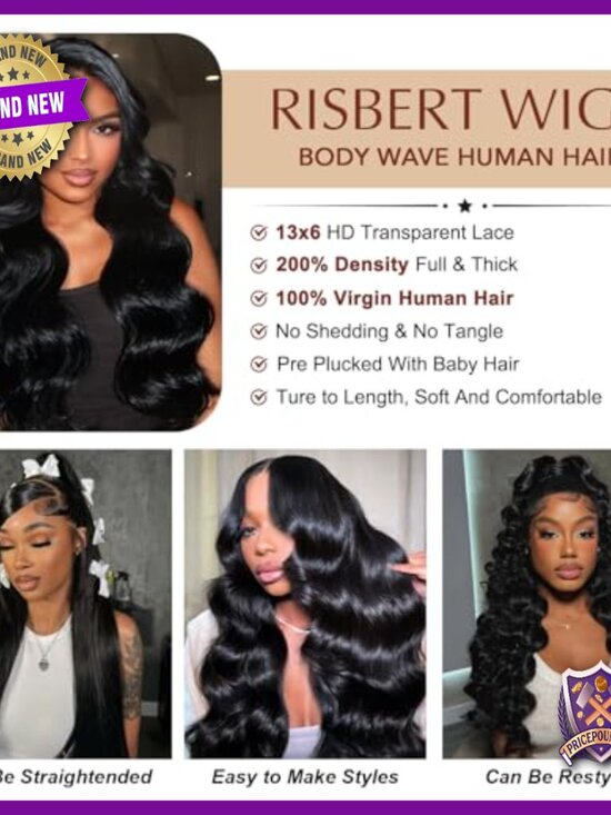 32 Inch Body Wave Lace Front Wig Human Hair 200 Density Pre  display picture 2